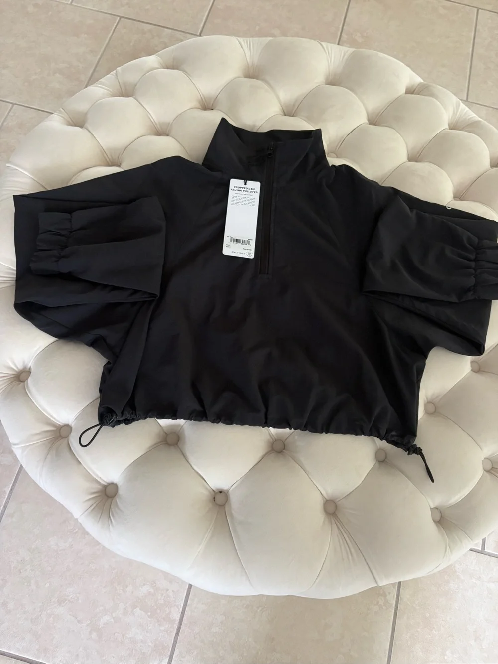 ALO Yoga Black Cropped Quarter-Zip Pullover
